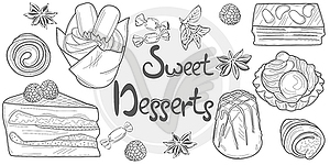 Сладкие десерты. изображение - векторный клипарт