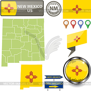 Map of New Mexico, US - vector clip art