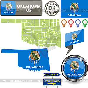 Map of Oklahoma, US - vector image