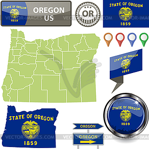 Map of Oregon, US - vector image