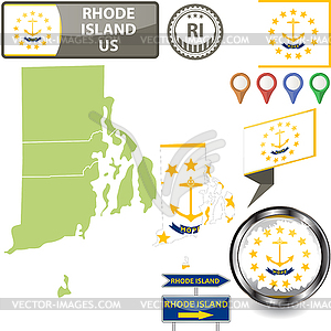 Карта Род-Айленда, США - изображение в формате EPS