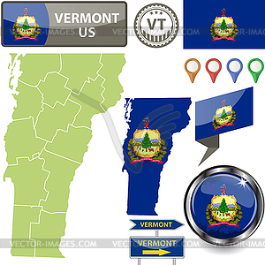 Map of Vermont, US - vector EPS clipart