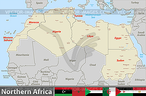 Map of Northern Africa - vector clip art