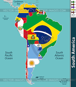 Map of South America - vector clipart