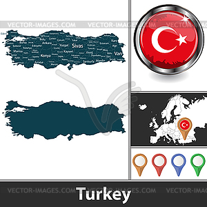 Map of Turkey - vector clip art