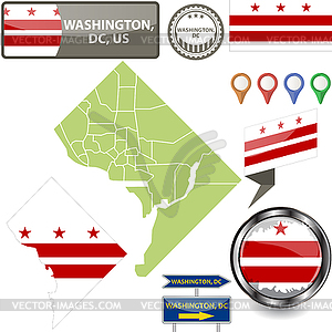 Map of Washington, DC, US - vector clipart