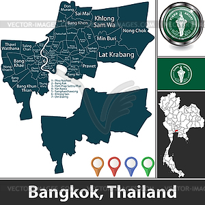 Карта Бангкока, Таиланд - клипарт в векторе