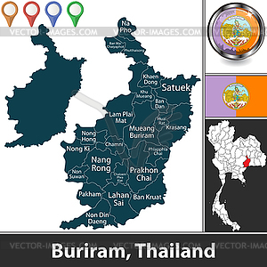 Карта Бурирам, Таиланд - изображение векторного клипарта