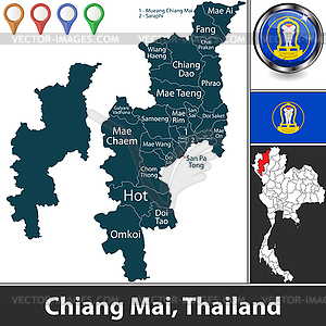 Карта Чиангмая, Таиланд - изображение в векторе