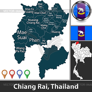 Map of Chiang Rai, Thailand - vector image