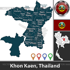 Map of Khon Kaen, Thailand - vector image