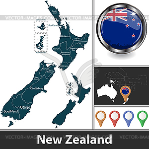 Map of New Zealand - vector image