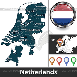 Карта Нидерландов - векторный клипарт