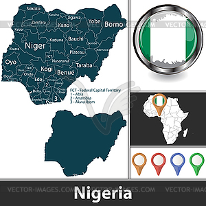 Карта Нигерии - векторный клипарт
