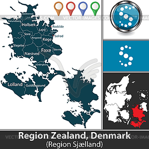 Zealand Region, Denmark - color vector clipart