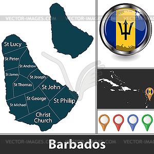 Карта Барбадоса - векторный клипарт