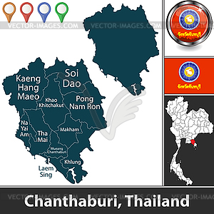 Map of Chanthaburi, Thailand - vector EPS clipart