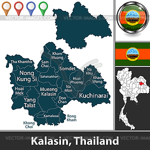 Map of Kalasin, Thailand - vector clip art