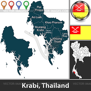 Map of Krabi, Thailand - vector clipart / vector image