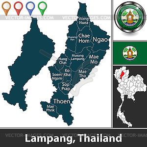 Map of Lampang, Thailand - vector clipart