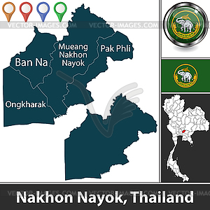 Map of Nakhon Nayok, Thailand - vector image