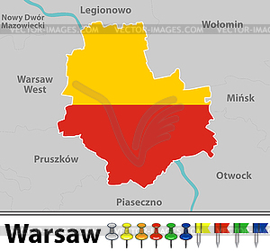 Map of Warsaw, Poland - vector image