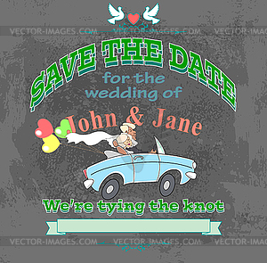 Marriage label car black - vector image