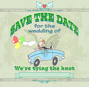 Marriage label car - vector clipart