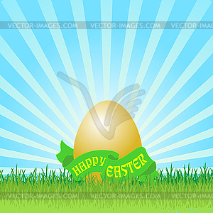 Поздравительная открытка с пасхальным яйцом - векторный клипарт EPS