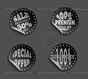 Set of labels05black - vector clipart