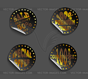 Set of labels gold - vector image