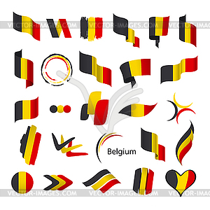 Biggest collection of flags of Belgium - vector image