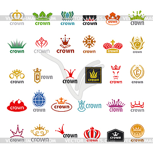 Biggest collection of logos crown - vector image