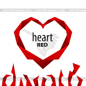 Logo heart of red ribbon - vector clipart