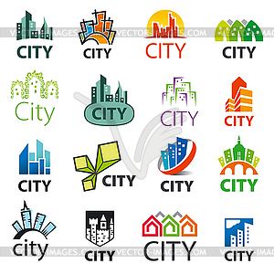 Big set of logos cities - vector clipart