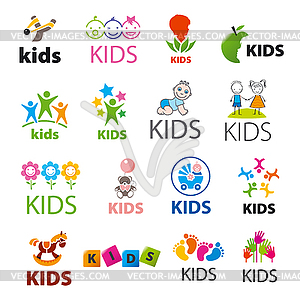 Biggest collection of logos children - vector image