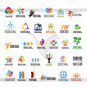 Large set of logos social - vector clipart