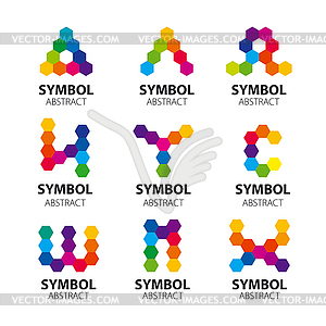 Set of logos of abstract modules - vector clip art