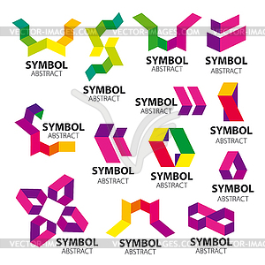 Big set of logos of geometric modules - vector clip art