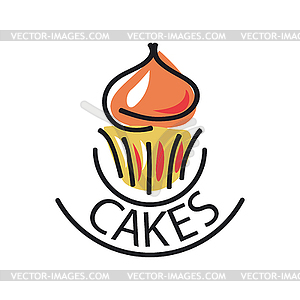 Logo Cake for menu cafe or restaurant - vector image