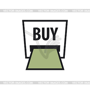 Логотип банкнот и банкомат с надписью купить - векторное изображение