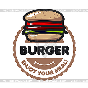 Logo burger for menu restaurant or cafe - vector image