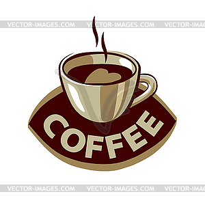 Logo cups of black coffee with heart - vector clipart