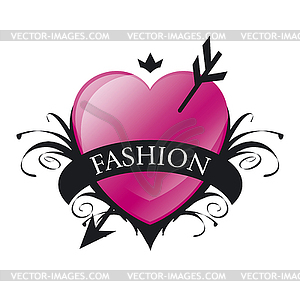 Logo emblem with red heart - vector clipart / vector image