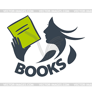 Logo girl reading book - vector clipart