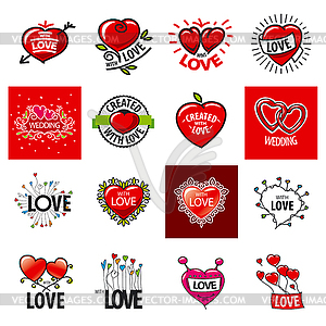 Big set of logos heart - vector image