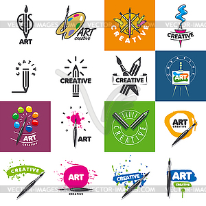 Самая большая коллекция дизайн логотипа творчества и искусства - изображение в векторе / векторный клипарт