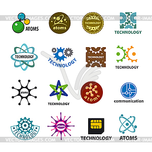 Самая большая коллекция логотипов технологии и атомов - векторный клипарт Royalty-Free