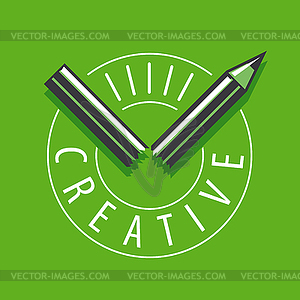 Logo broken pencil on green background - vector clip art