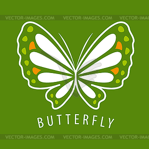 Logo delicate butterfly on green background - vector image